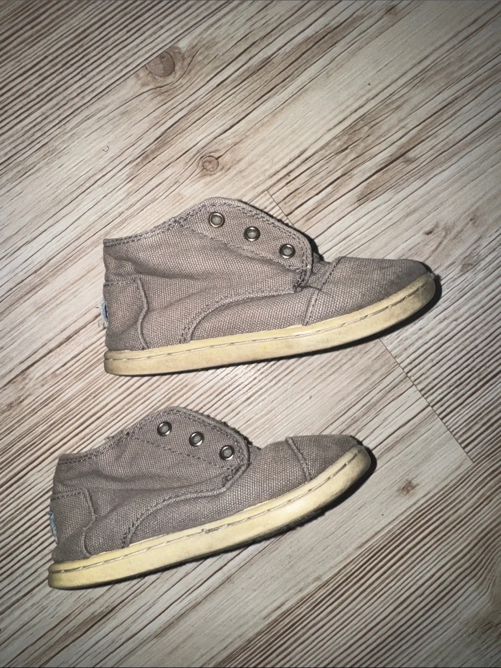 TOMS Kids Taupe Canvas High-Top Sneakers